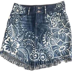 Banana Republic Hand-Bleached Floral Denim Mini Skirt Size 6